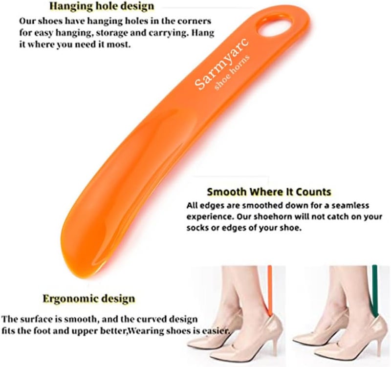 Sarmyarc Shoe Horn,2 Pack Plastic Shoe Horns, 10.3 Inches - Shoe Horns for Men, Women,Seniors& Kids Portable for Travel Use - Image 3